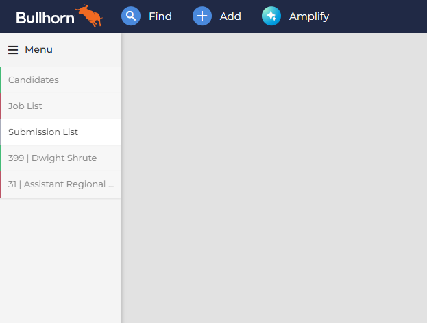 The previous navigation layout showing the top bar menu.