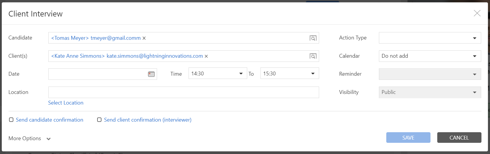 Creating Email, Meeting, and Interview Actions - Essentials Web App