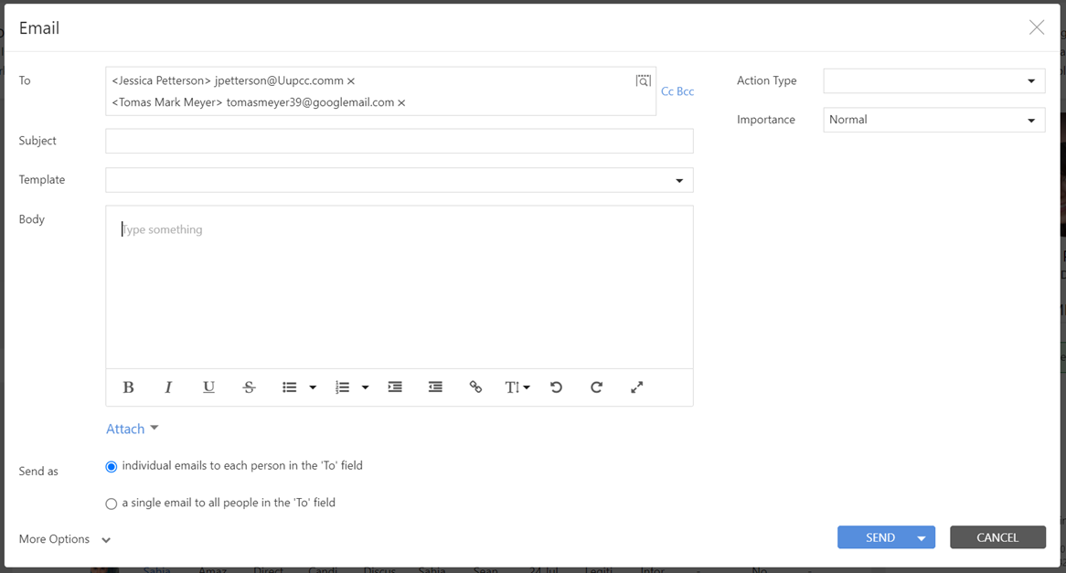 Creating Email, Meeting, and Interview Actions - Invenias Web App